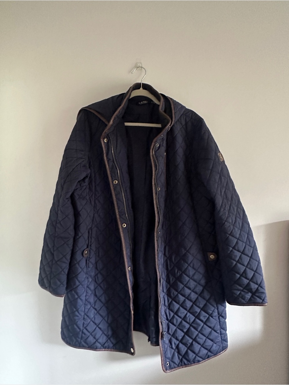 Ralph Lauren Navy Quilted Hooded Puffer Coat
